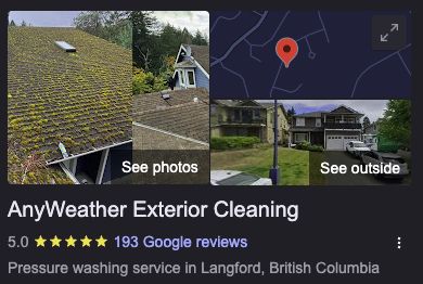AnyWeather Exterior Cleaning on Google: 5.0 stars, 193 reviews